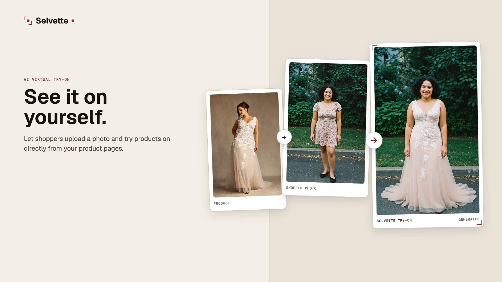 A Shopify storefront showing a virtual try-on button on an apparel product page.